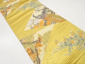 アンティーク　孔雀に草花模様織出し袋帯（材料）